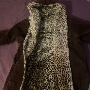 Leopard Lined Brown Teddy Jacket